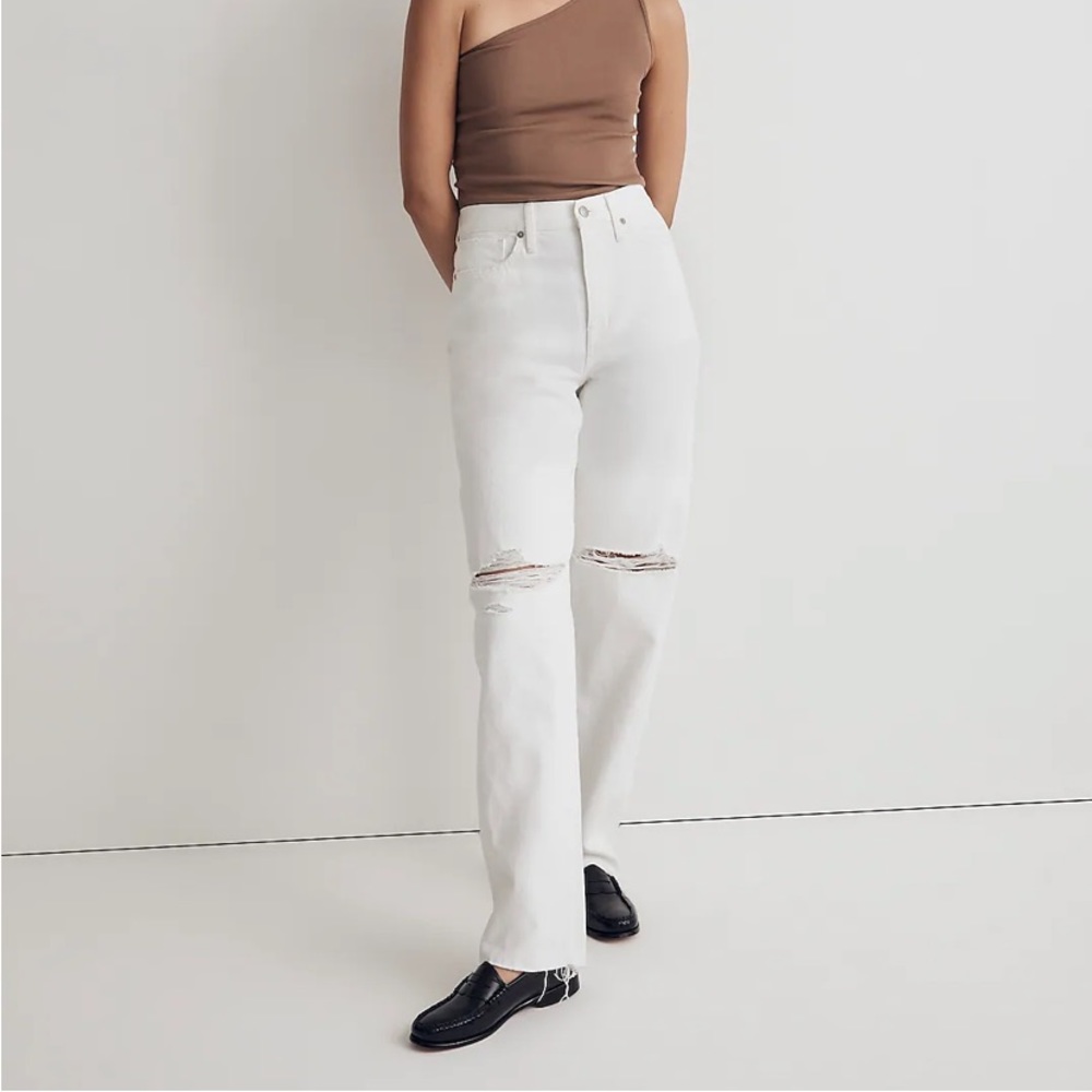 NWT Madewell Petite Baggy Straight Jeans Tile White